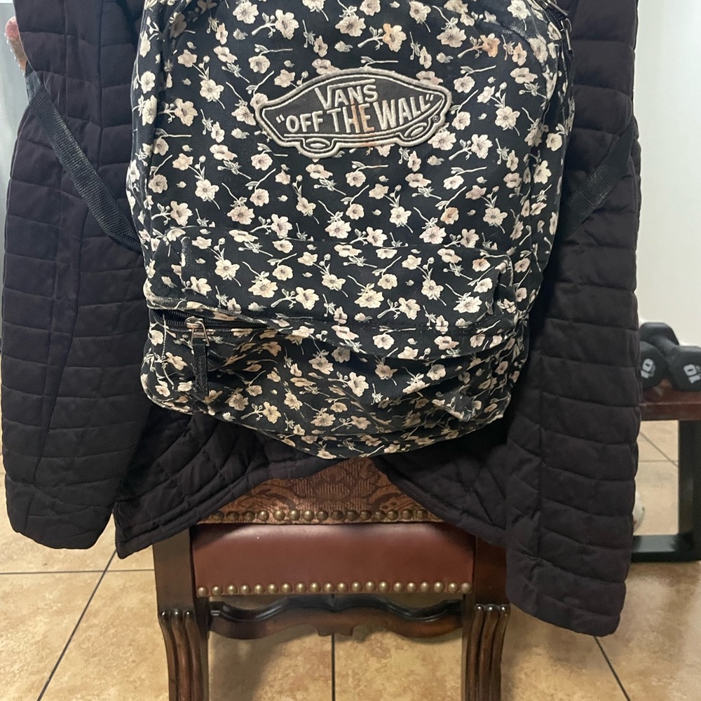 Vans Black and White Floral Backpack